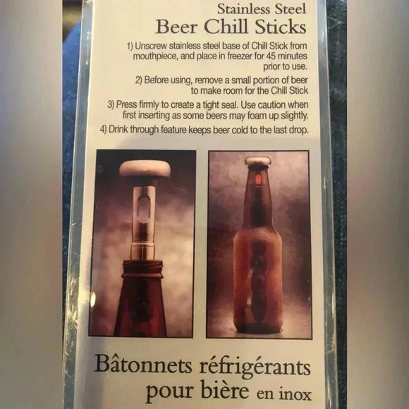 2pk Stainless Steel Ice Cold Beer & Soda Bottle Cooler Chill Sticks New - Picture 4 of 8